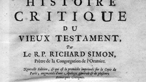 Cropped title page of "Histoire Critique du Vieux Testament".