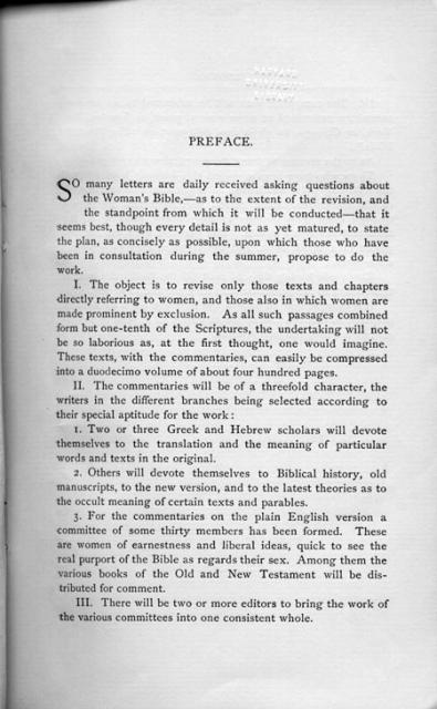 Woman's Bible: Preface of Part 1, p. 1